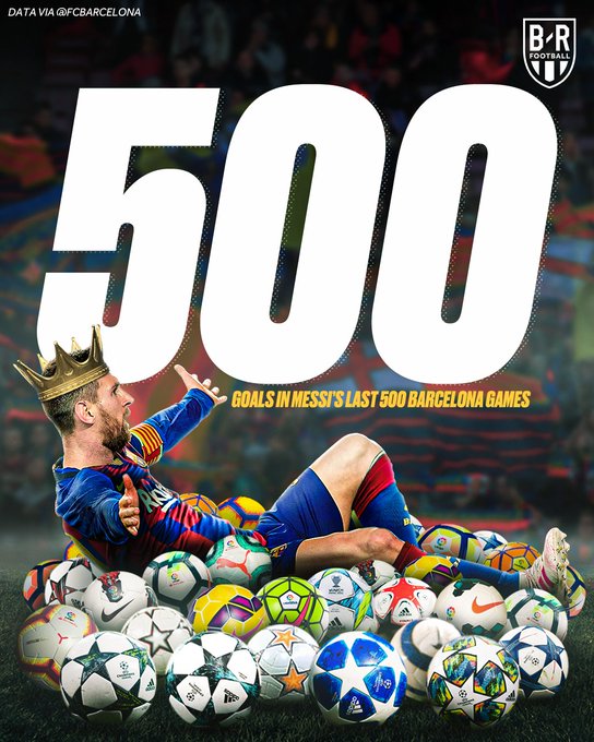 ميسي يسجل 500 هدفا أخر 500 مباراة مع برشلونة