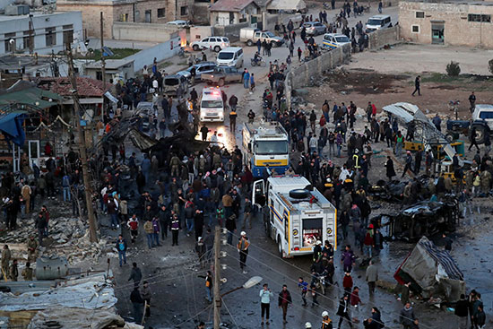 موقع انفجار السيارة المفخخة فى عزاز السورية
