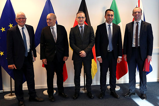 وزراء خارجية المانيا وبريطانيا وفرنسا وايطاليا يناقشون فى بروكسل الأزمة الليبية