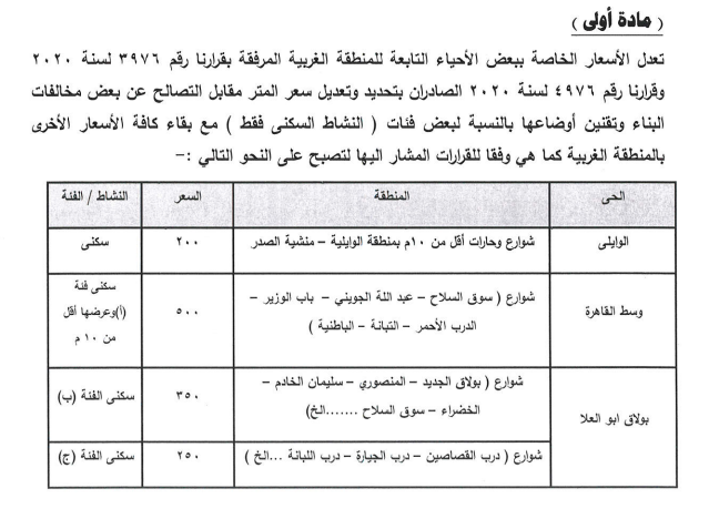 أسعار التصالح الجديدة فى القاهرة  (5)