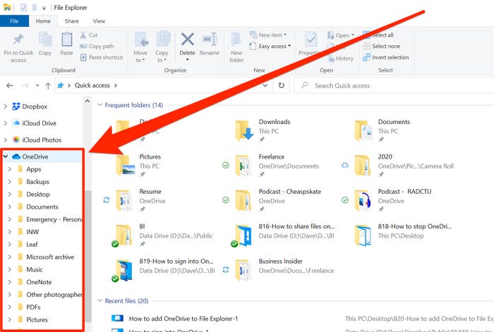 اتبع الإرشادات لاختيار مجلد OneDrive