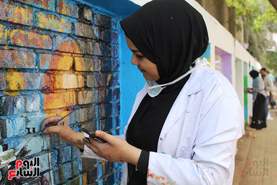 مبادرة شبابية للرسم وتجميل جدران وأسوار المصالح الحكومية بشبين الكوم (2)