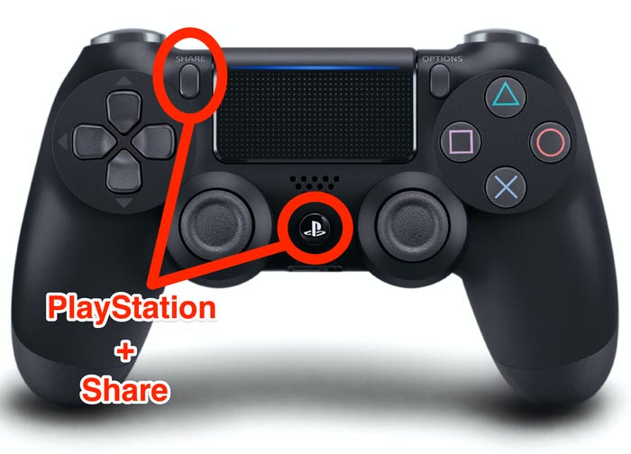 اضغط على أزرار PlayStation و Share