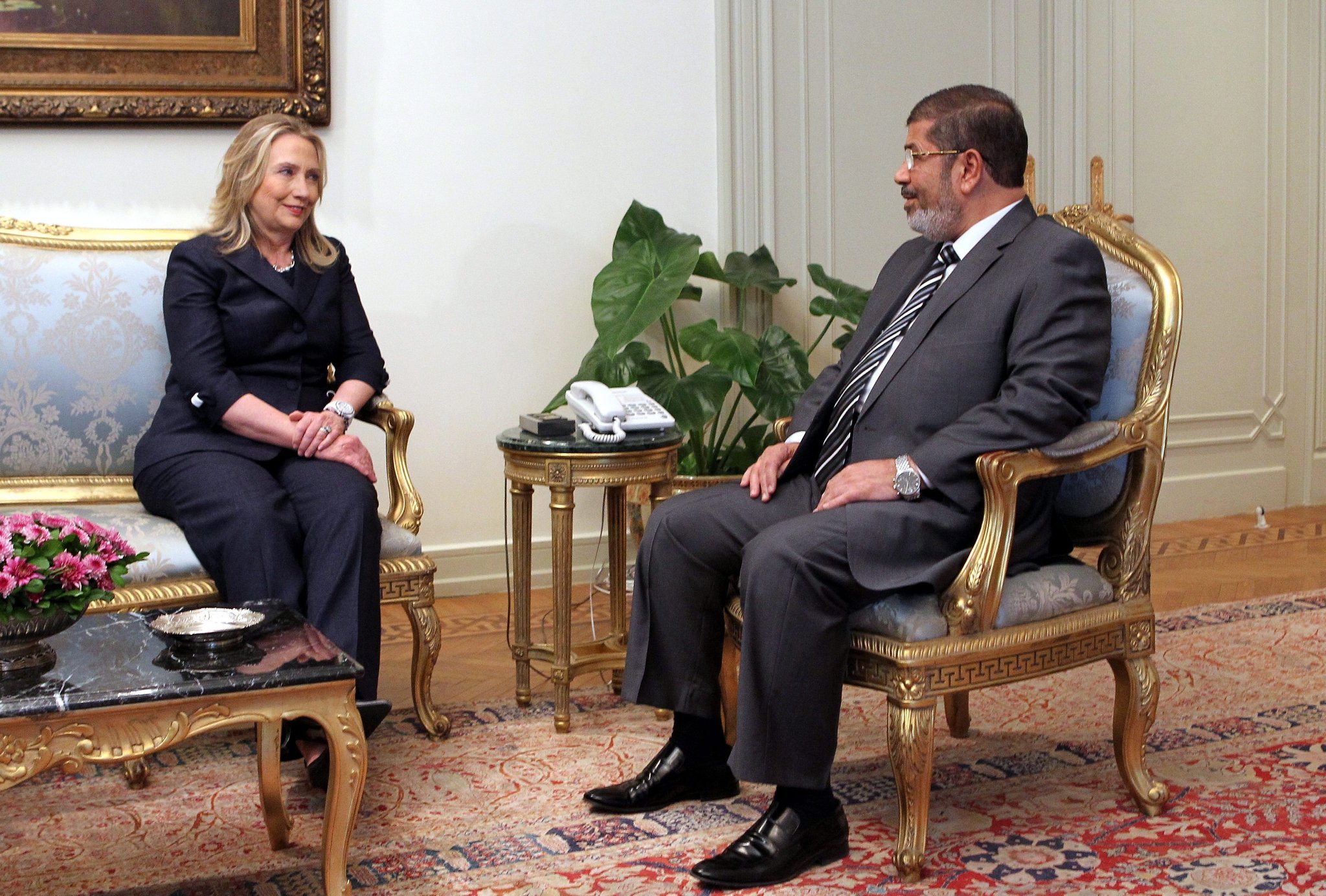 كلينتون فى لقاء مع المعزول محمد مرسي