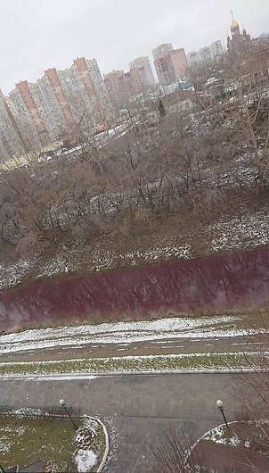 نهر يتحول إلى اللون الأحمر في روسيا  (2)