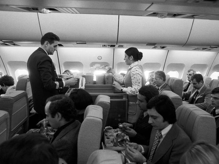 Inside the plane in 1970
