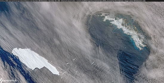 صورة بالقمر الصناعى للجبل الجليدى فى مياه الخليط