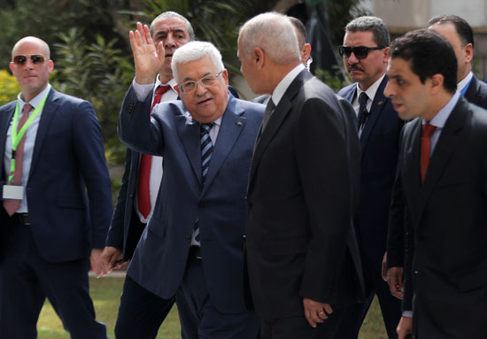 الرئيس الفلسطينى خلال وصوله لجامعة الدول العربية