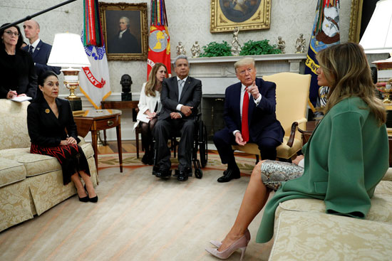 الرئيس الأمريكي ترامب يلتقي برئيس الإكوادور مورينو في البيت الأبيض بواشنطن