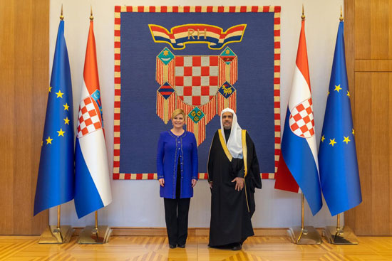 رئيسة كرواتيا تستقبل الشيخ العيسى
