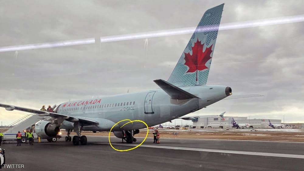 الطائرة الكندية هبطت بأمان رغم فقدان أحد إطاراتها