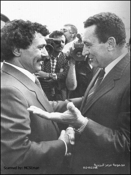 مع  على عبد الله صالح أثناء زيارة الرئيس مبارك لليمن 1988