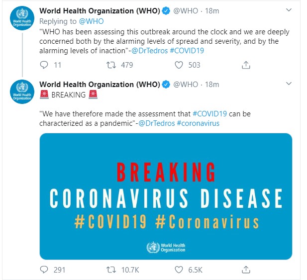 اعلان منظمة الصحة كورونا جائحة 