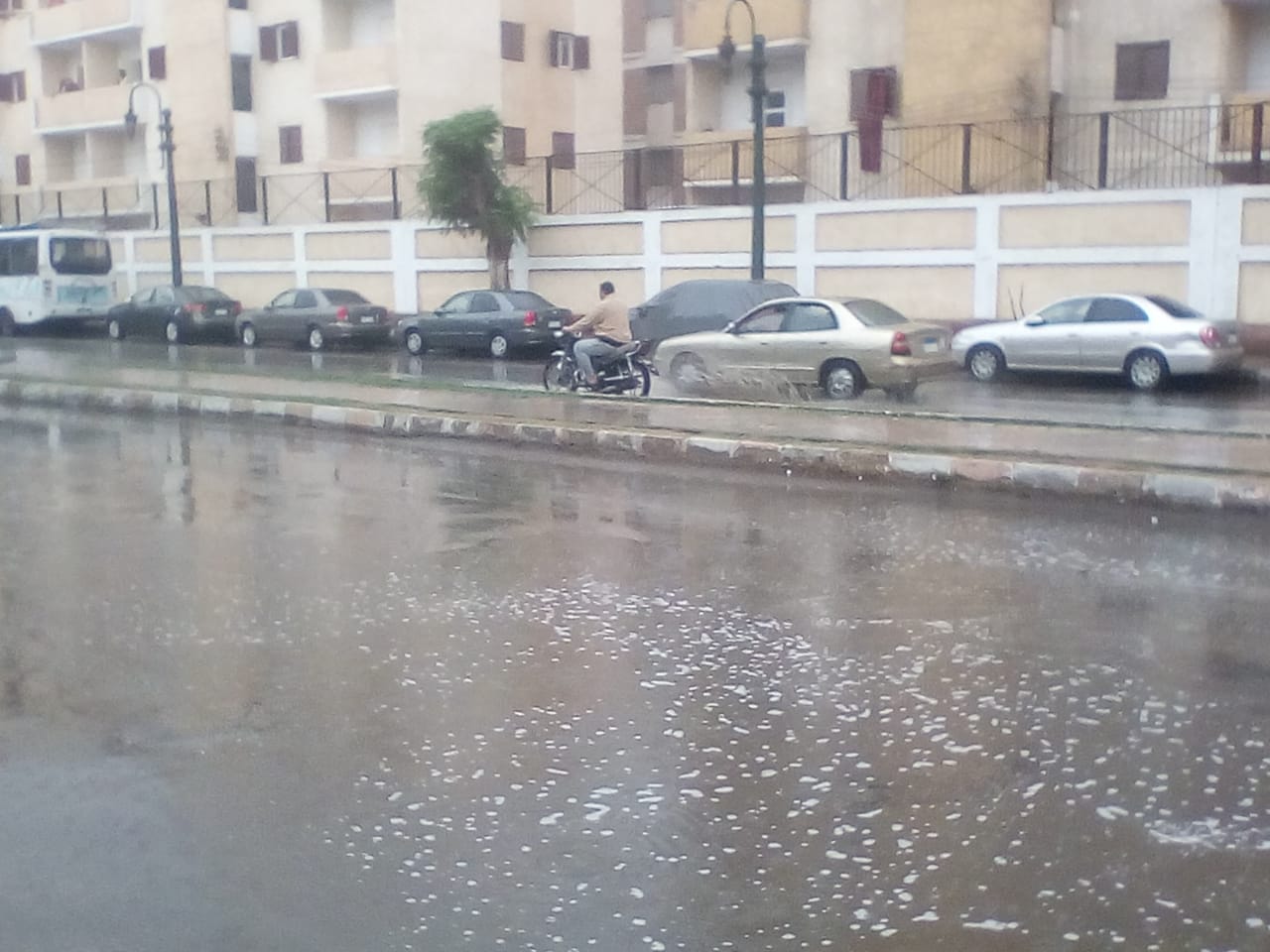 تجمعات مياه أسفل المطبات الصناعية بسبب الأمطار الغزيرة فى المنيا (4)