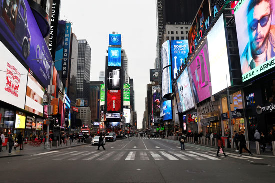 شوارع نيويورك مهجورة بسبب كورونا