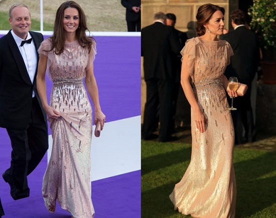 كيت في فستان جيني باكهام عام 2011 و 2016