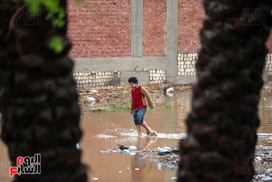 طفل يعبر مياه الامطار (3)