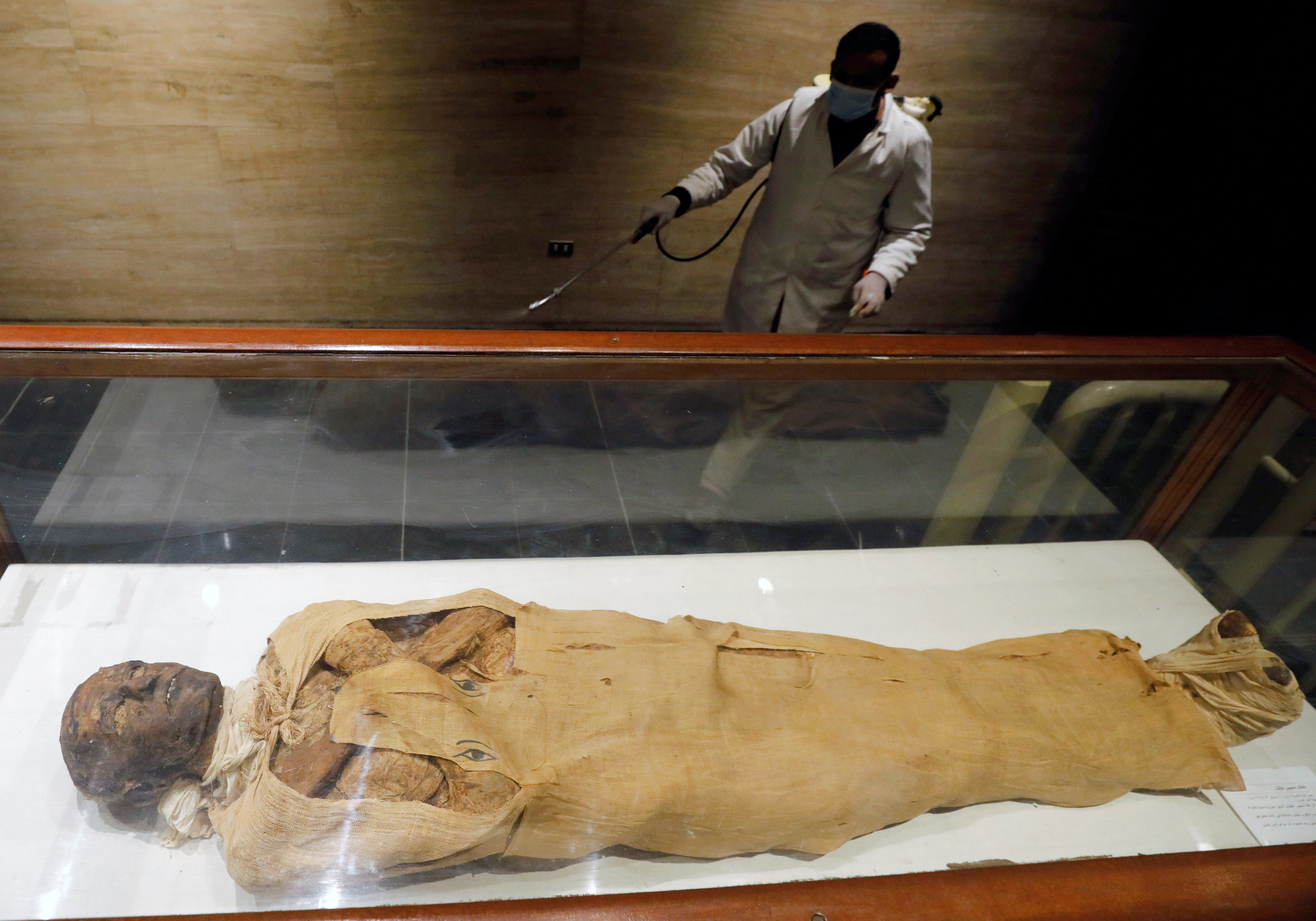 حملة تطهير وتعقيم المتحف المصرى بالتحرير  (1)
