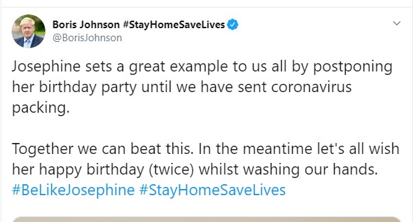 تغريده جونسون للرد على خطاب الطفلة البريطانية