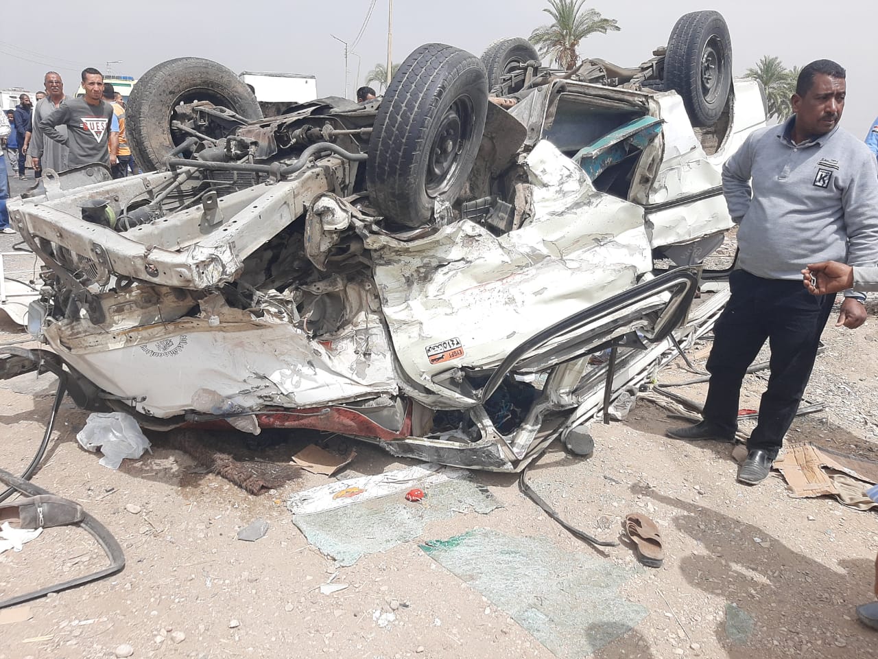 اصطدام سيارة ميكروباص  بآخر نقل بالأقصر