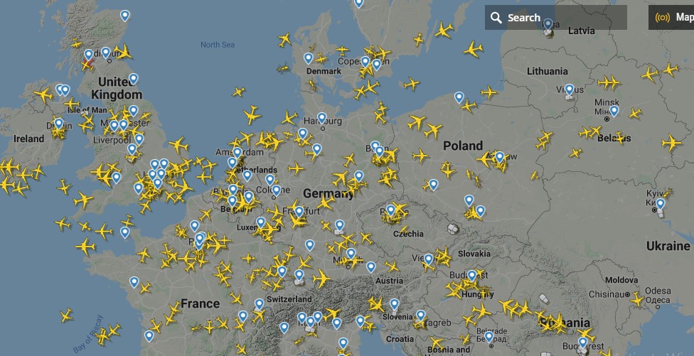 انخفاض حركة الطيران فى أوروبا