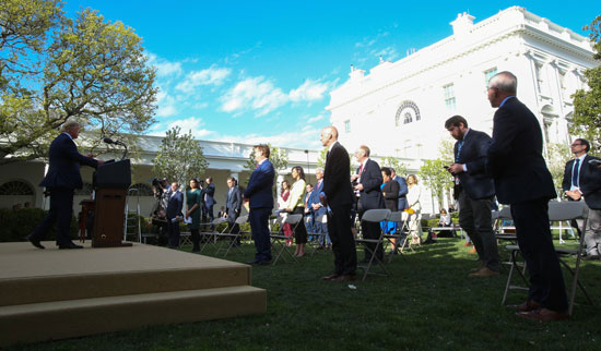 ترامب خلال المؤتمر الصحفى بحديقة الورد بالبيت الأبيض