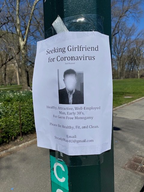 New York man puts out fliers seeking a germ free girlfriend in this coronavirus lockdown2