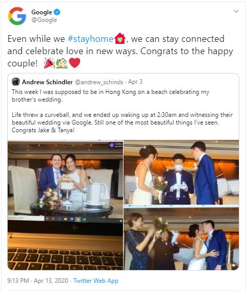 جوجل تهنئ عروسين احتفلا بزفافهم أون لاين في الصين (1)