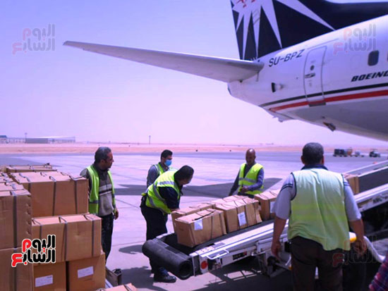 شحنة الأسماك والفواكه داخل مقصورة الركاب بمطار القاهرة الدولي (2)