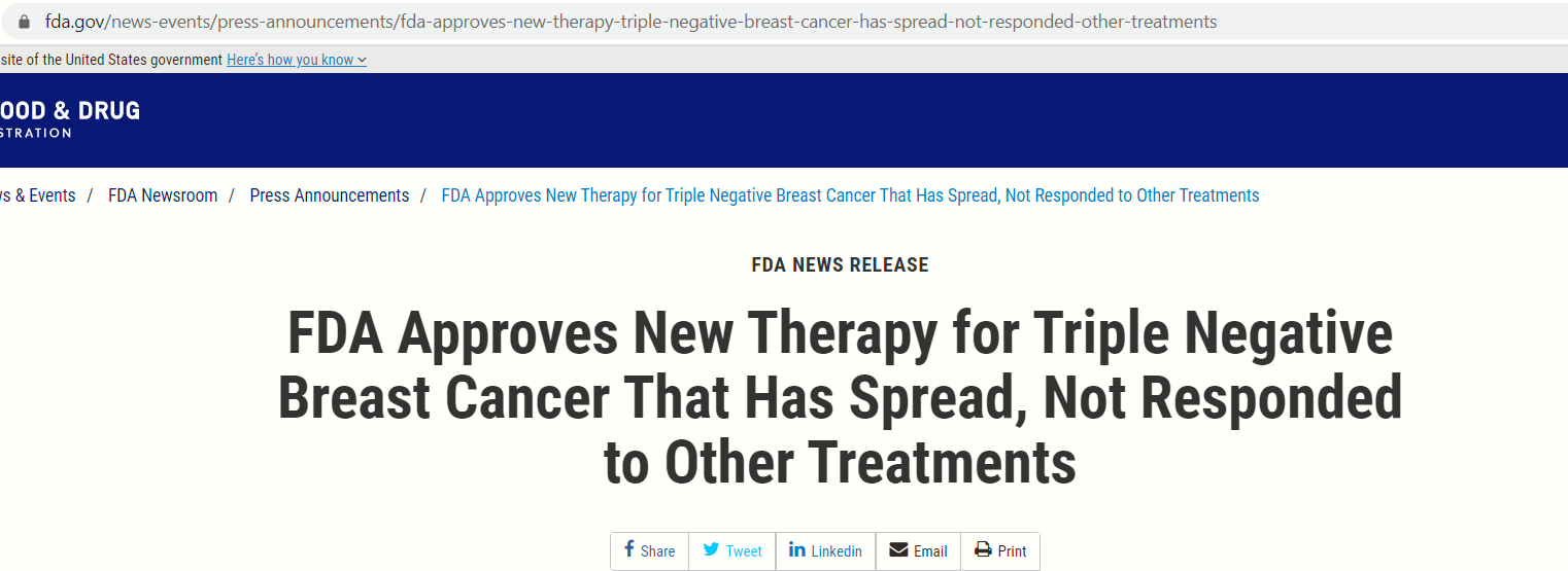 FDA توافق على دواء لسرطان الثى الثلاثى 