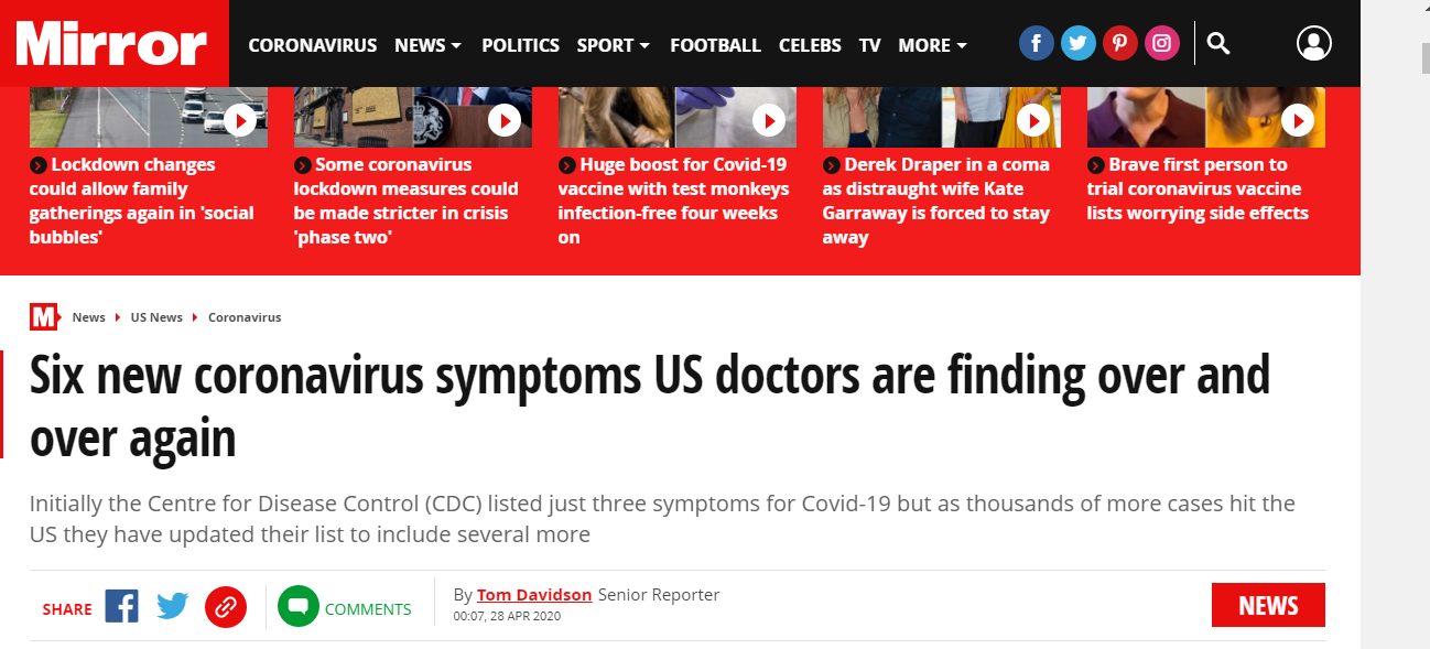 اعراض كورونا