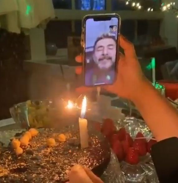 زينة يازجى تحتفل بعيد ميلادها مع زوجها بالفيديو
