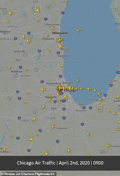 حركة الطيران بمطار شيكاغو 2 أبريل 2020