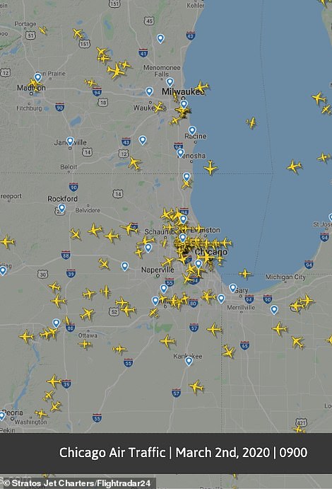 حركة الطيران بمطار شيكاغو 2 مارس 2020
