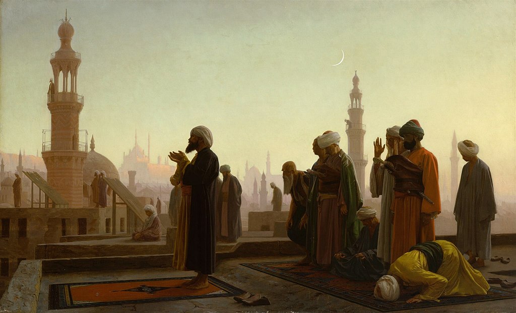 الصلاة فوق سطح أحد المساجد بالقاهرة 1865وتوجد بمتحف المتروبوليتان