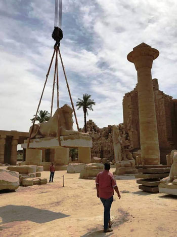 أعمال ترميم كباش الأقصر (3)