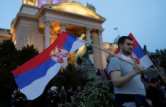 جانب من المظاهرات فى  صربيا