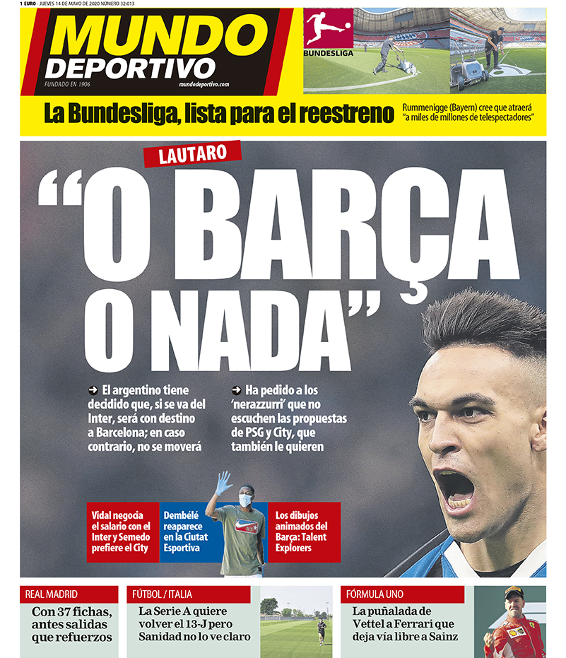 غلاف صحيفة موندو ديبورتيفو الاسبانية صباح الخميس
