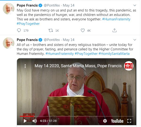 البابا فرنسيس عبر تويتر