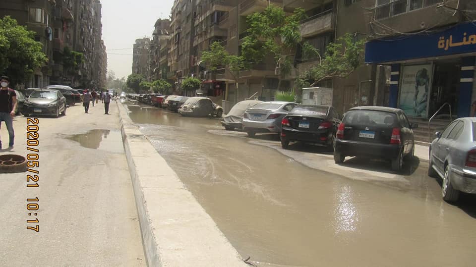 كسر ماسورة مياه بحدائق القبة بالقاهرة (4)