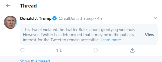 إشعار تويتر على تغريدة ترامب إشعار تويتر على تغريدة ترامب