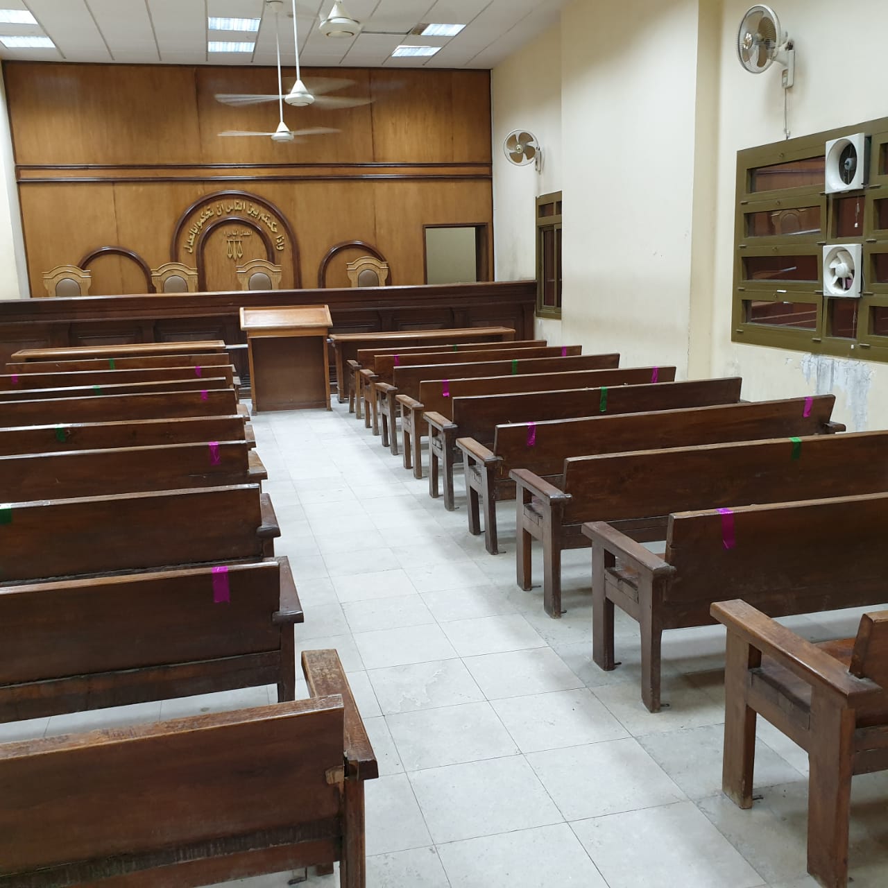 قاعات مجلس الدولة بالاسكندرية عقب تعقيمها