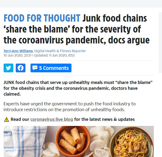 الاطباء يتهمون الوجبات السريعة