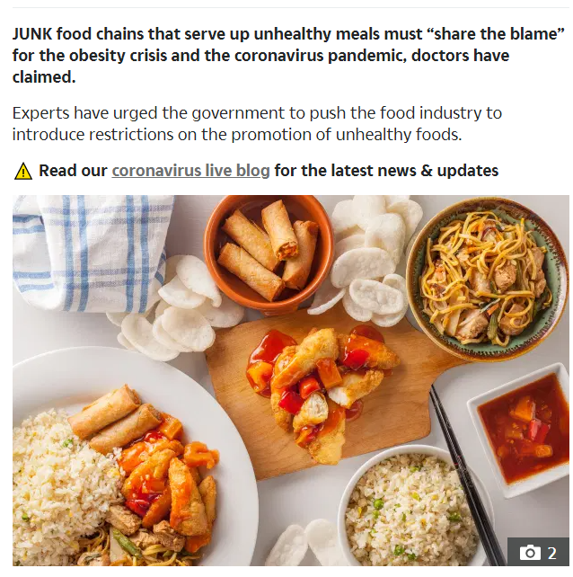 الوجبات السريعة تسبب السمنة وتؤدى الى وفيات كورونا