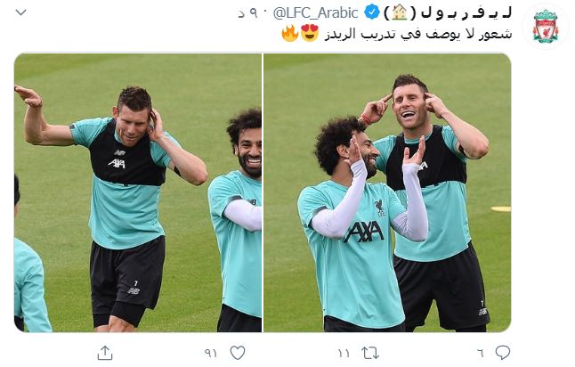 وصلة ضحك بين محمد صلاح وميلنر خلال تدريبات ليفربول  (5)