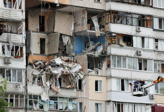 الوحدة السكنية فى كييف عقب انفجار الغاز