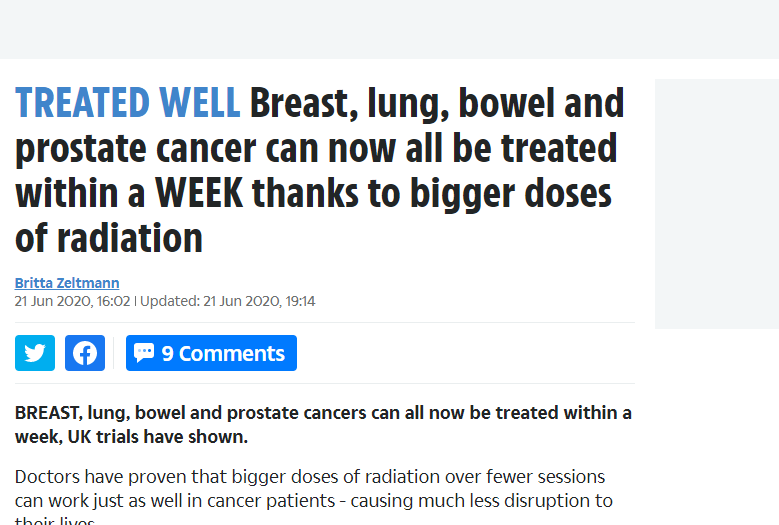 تقصير فترة العلاج الاشعاعى