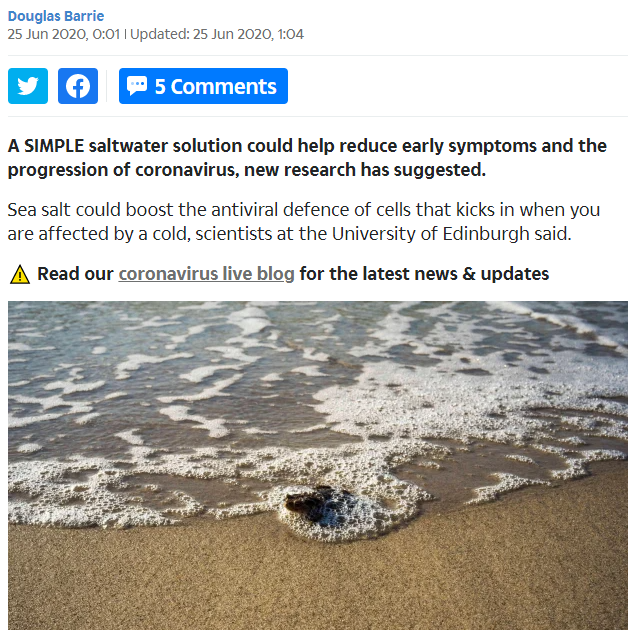 ماء البحر وسيلة الدفاع ضد فيروس كورونا