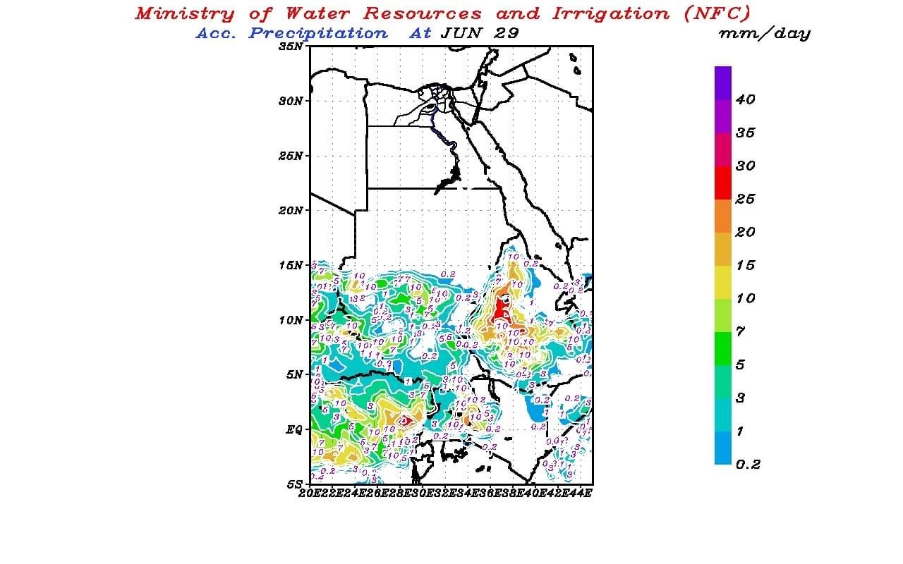 خرائط سقوط الأمطار على منابع النيل  (1)