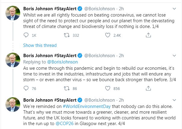 رئيس وزراء بريطانيا على تويتر